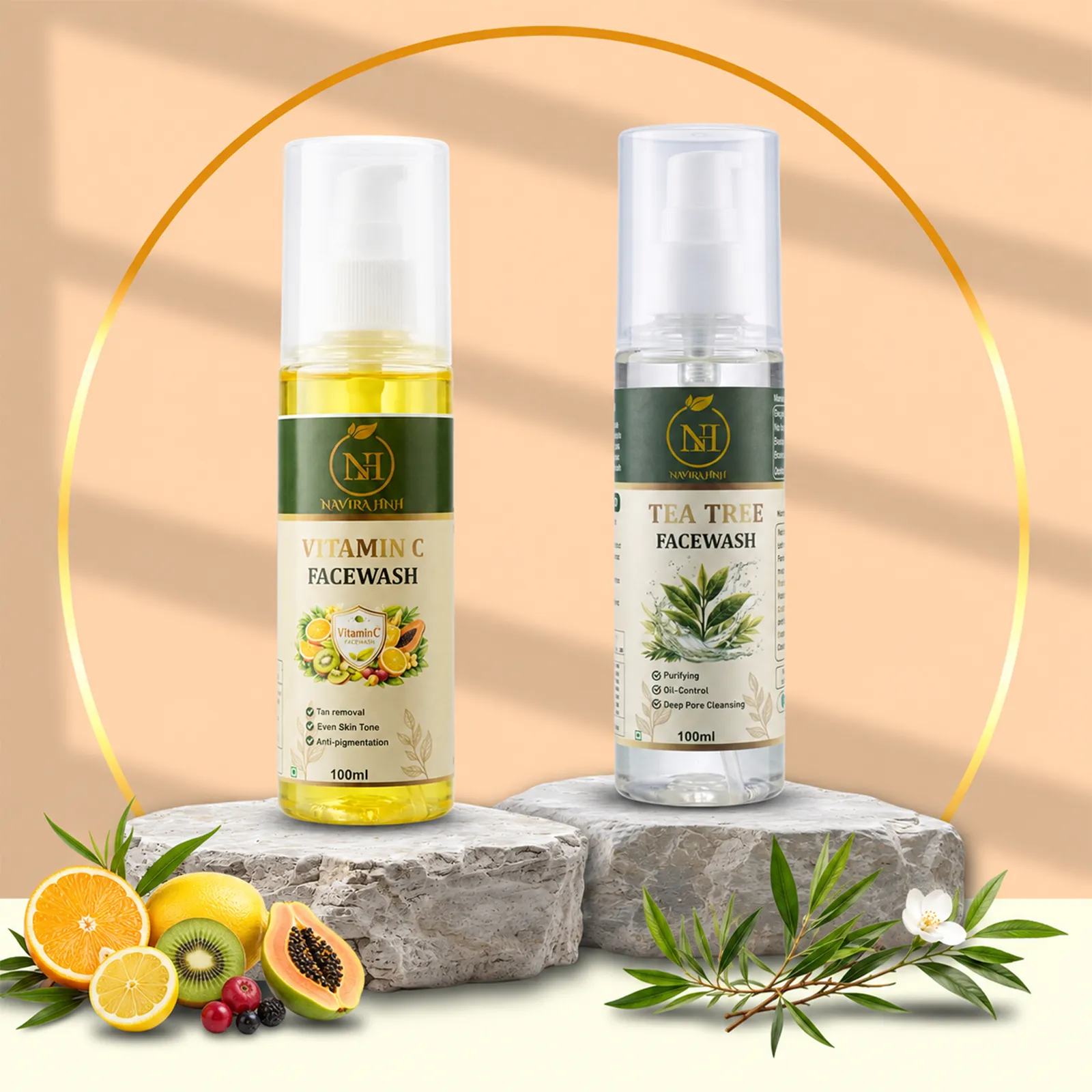 Vitamin C and Tea Tree Face Wash Combo | Daily Cleansing and Fresh Skin Care